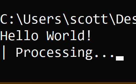 What a lovely ASCII Spinner in .NET Core! What a lovely ASCII Spinner in .NET Core!